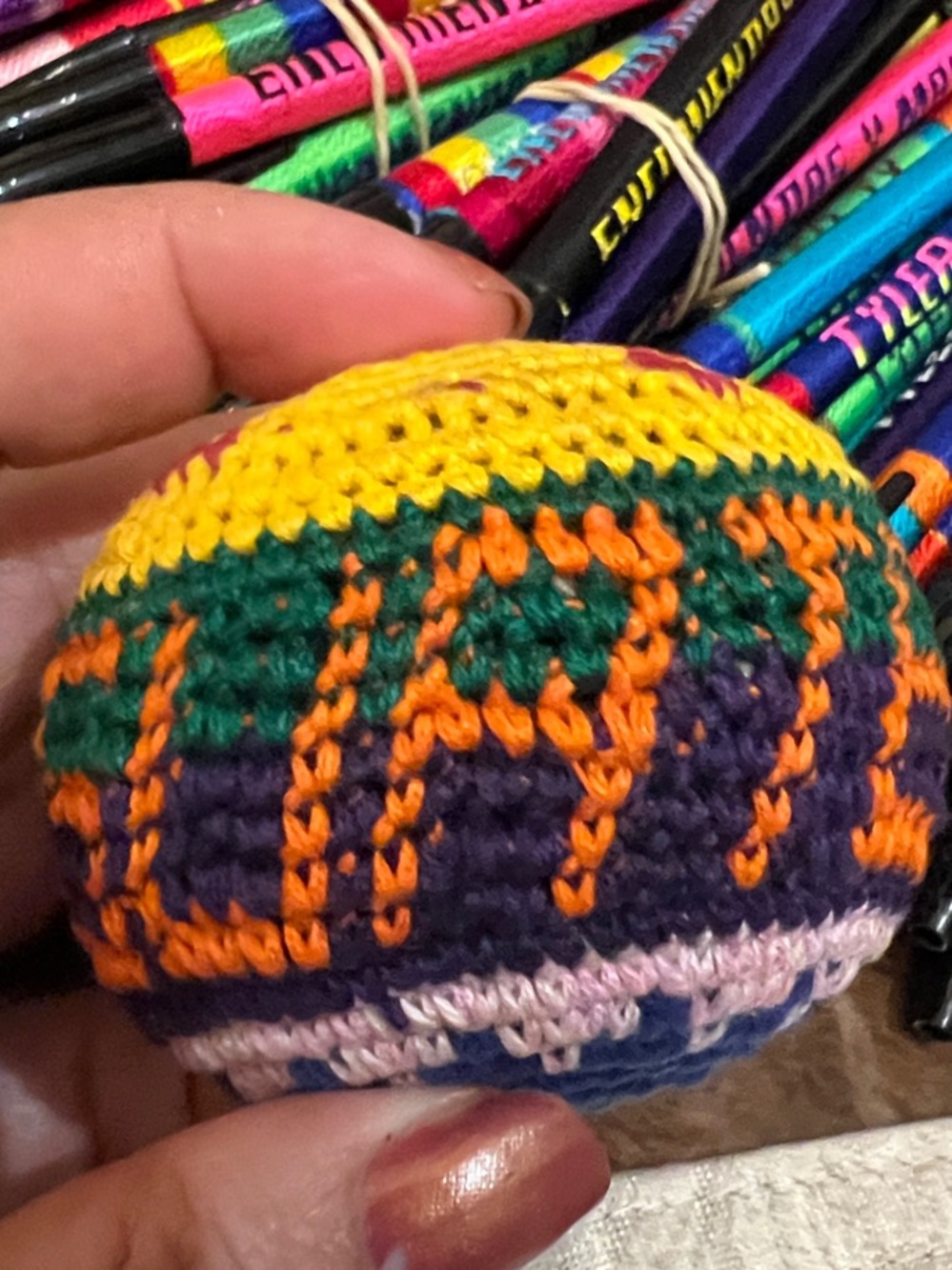 Handmade Multicolor Crochet Hacky Sack - Kids Toy